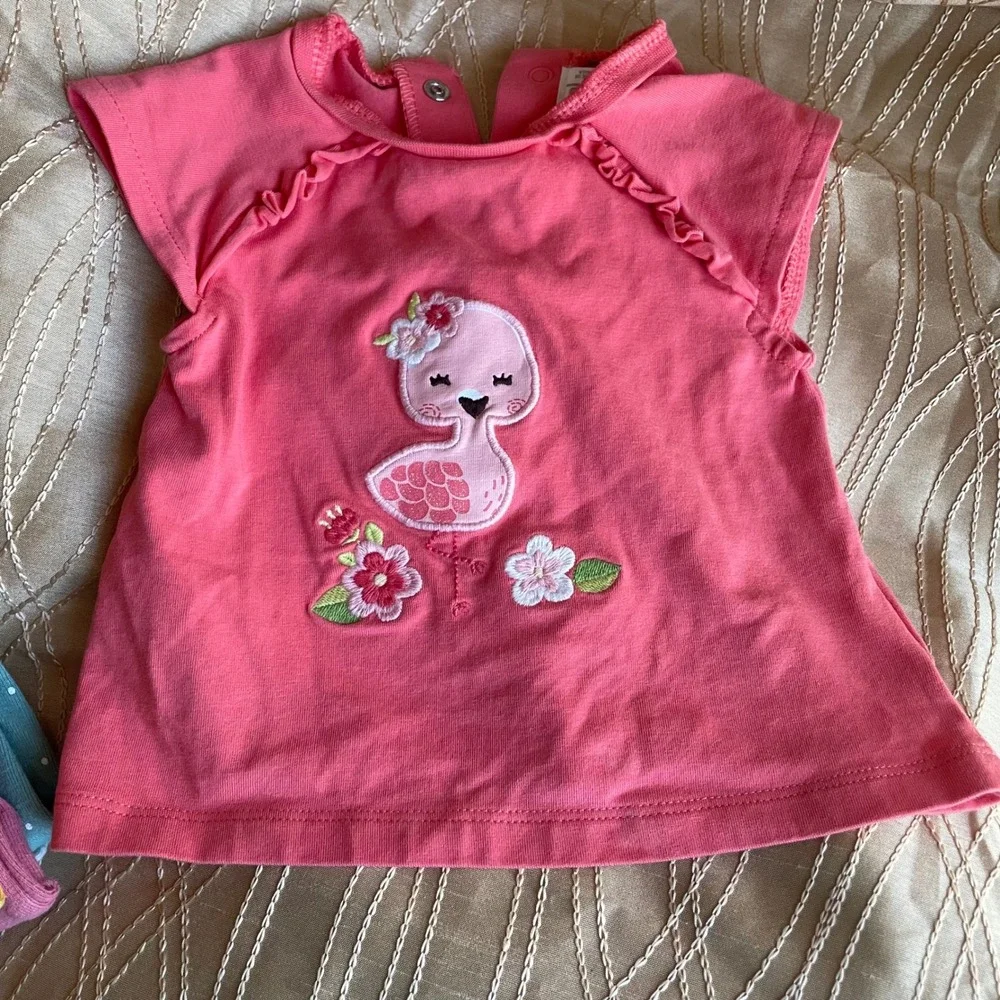 Carters mixed lot 5 pc Baby Bodysuit‎ Pants top Outfit Flamingo Floral 3 mo Girl